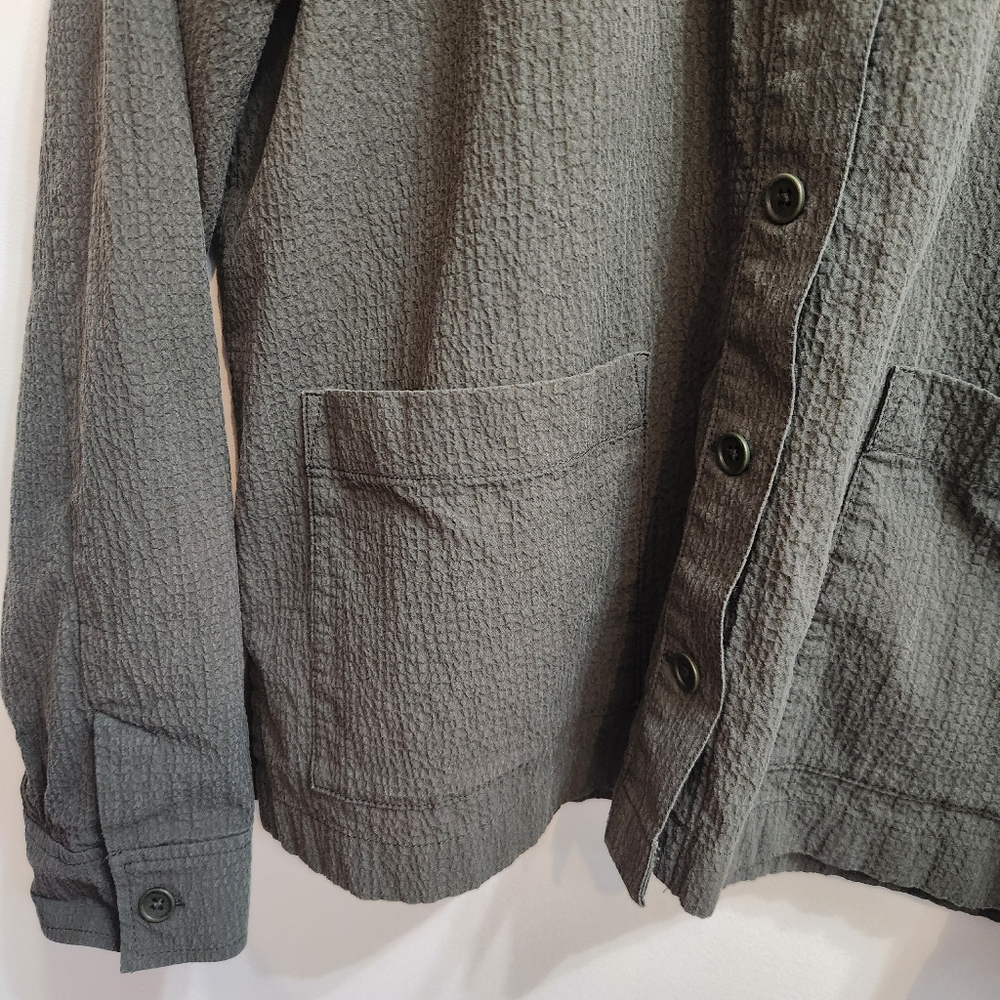 Eileen Fisher Organic Cotton Pucker Mandarin Collar Jacket in Seaweed XS/P - Picture 3 of 11